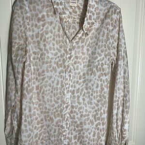 J.Crew 100% Cotton Animal Print Shirt in Cream and Tan